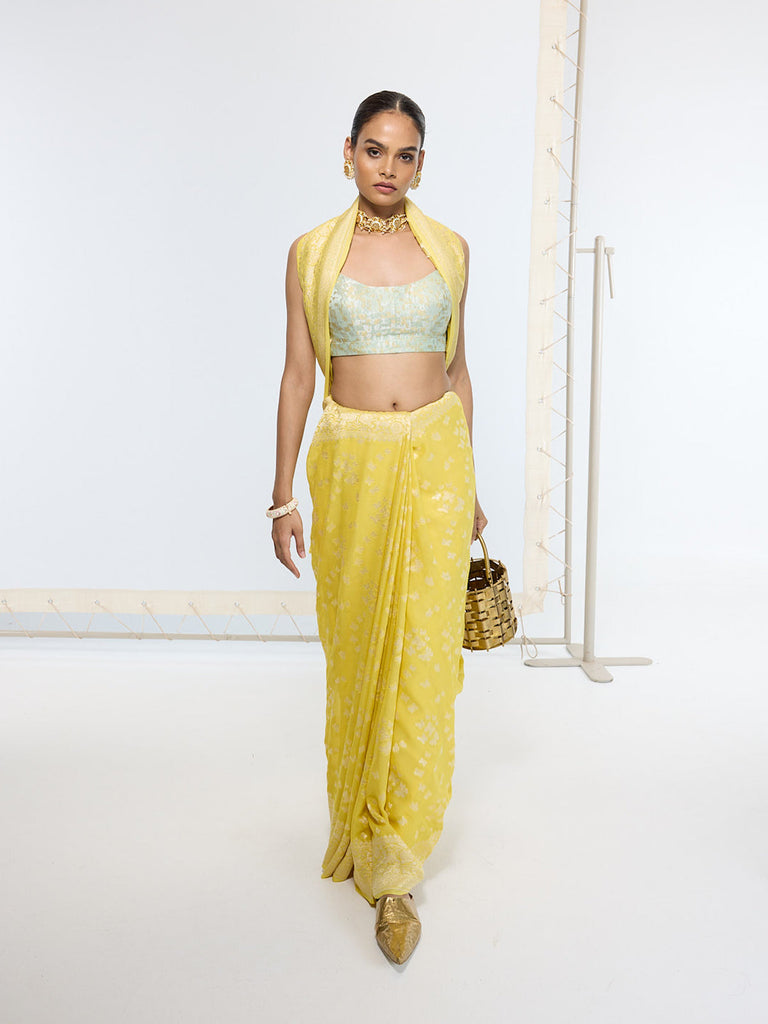 Handwoven Mustard Yellow Saree