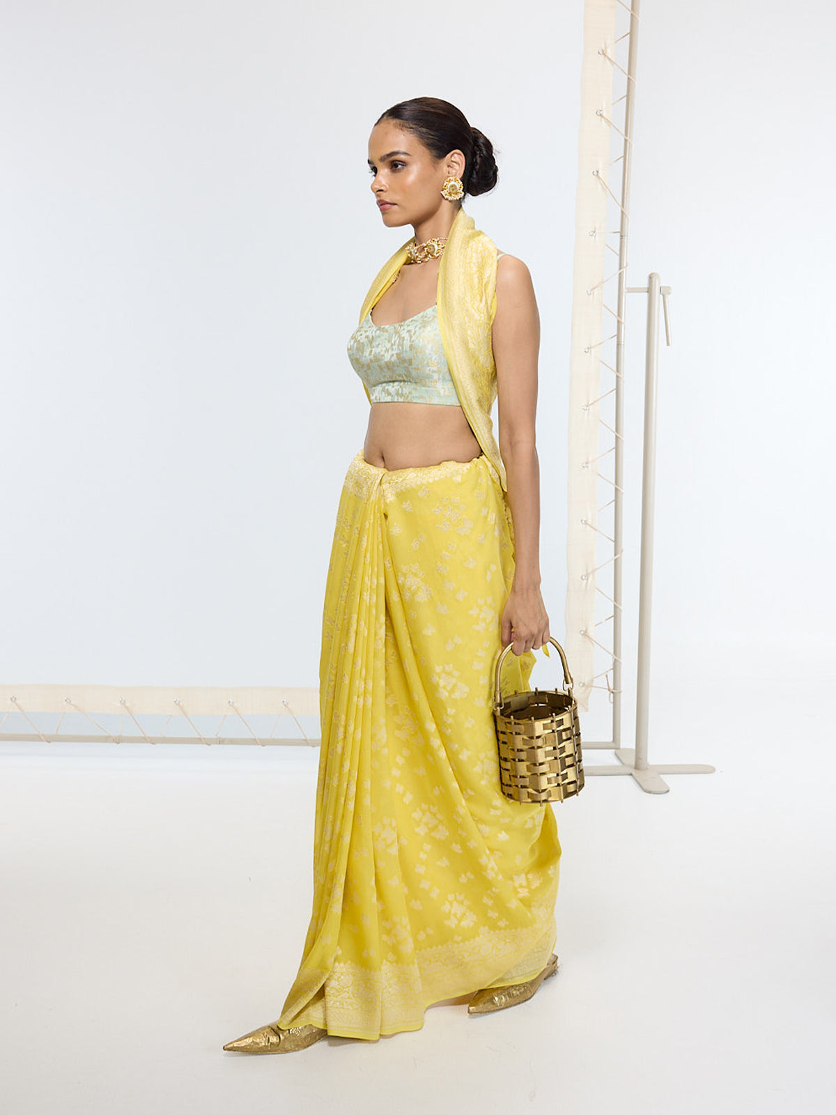 Handwoven Mustard Yellow Saree