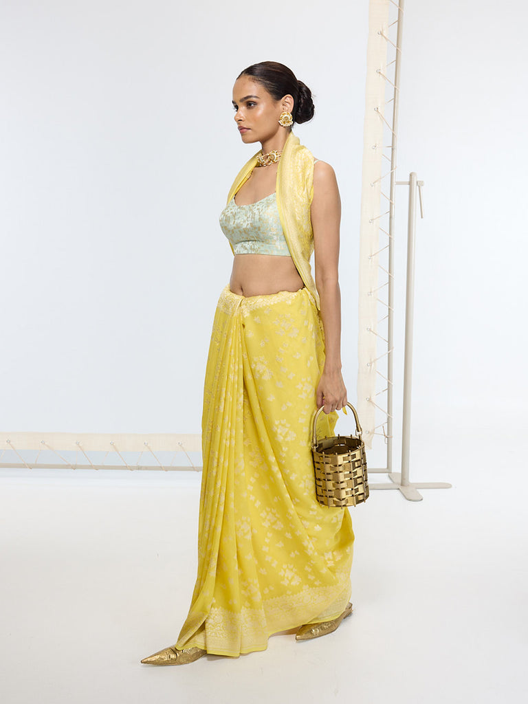 Handwoven Mustard Yellow Saree