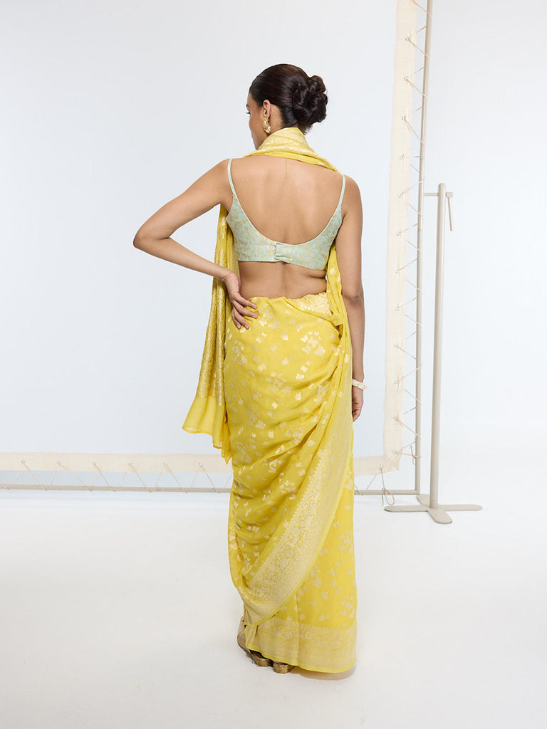 Handwoven Mustard Yellow Saree