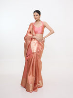 Handwoven Salmon-Pink Silk Kanjivaram Saree