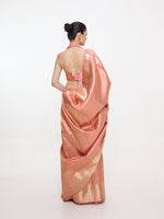 Handwoven Salmon-Pink Silk Kanjivaram Saree