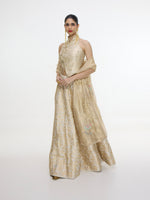 Handwoven Ivory-Gold Lehenga Set