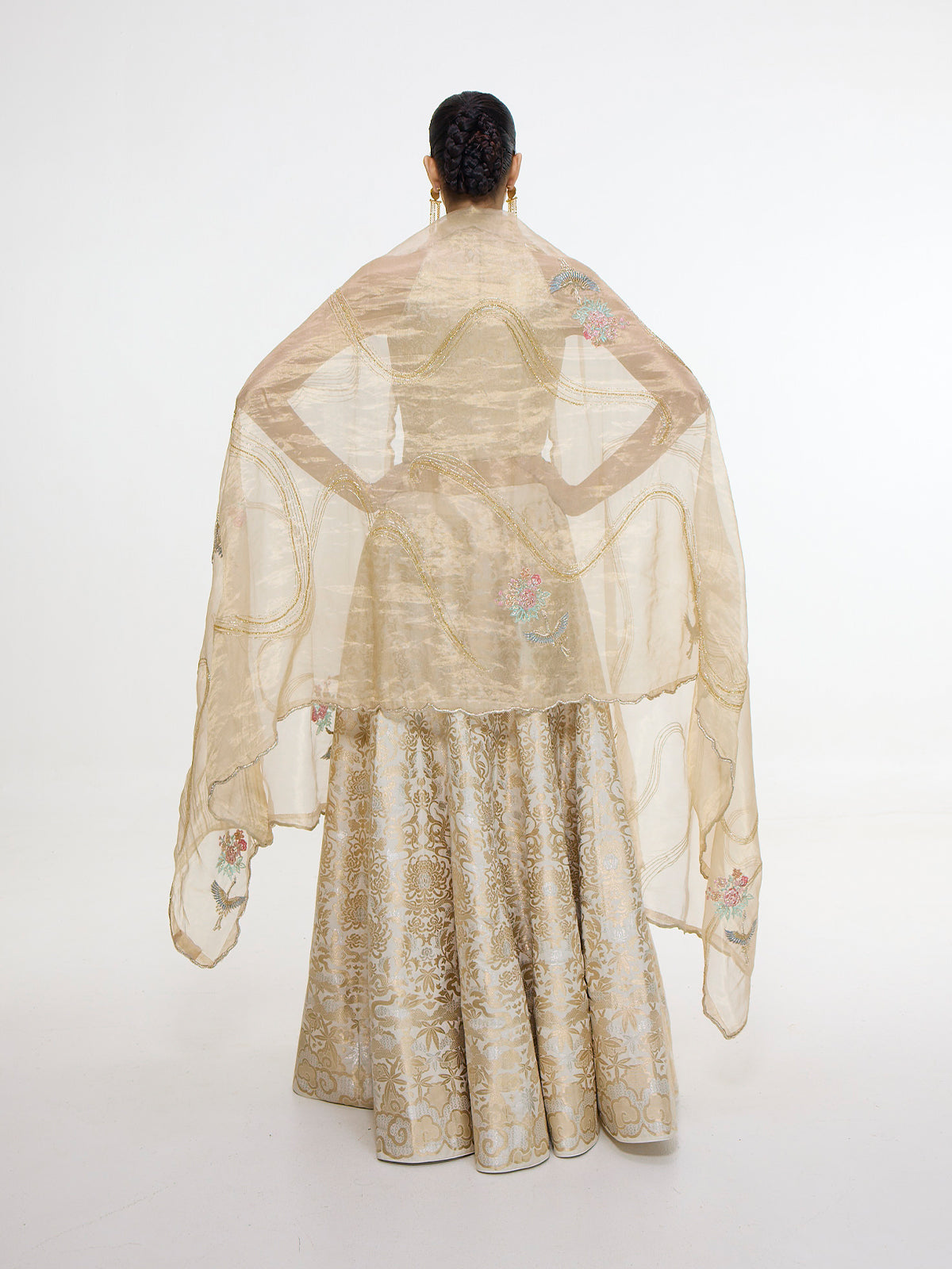 Handwoven Ivory-Gold Lehenga Set