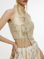 Handwoven Ivory-Gold Lehenga Set