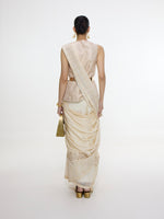 Handwoven Ecru Mashroo Silk Saree with an Embroidered Border