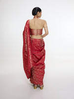 Handwoven Crimson Red Silk Tissue Saree
