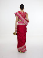 Handwoven Rose Red Silk Saree