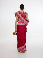 Handwoven Rose Red Silk Saree