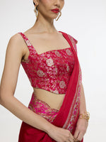 Handwoven Rose Red Silk Saree