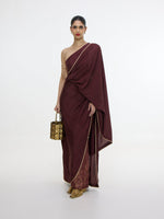 Pre Draped Handwoven Chestnut Mashroo Silk Saree