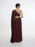 Pre Draped Handwoven Chestnut Mashroo Silk Saree