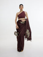 Handwoven Burgundy Silk Saree