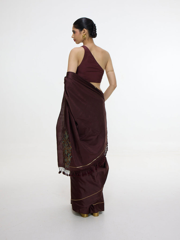 Handwoven Burgundy Silk Saree