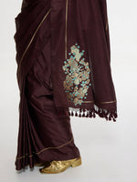 Handwoven Burgundy Silk Saree