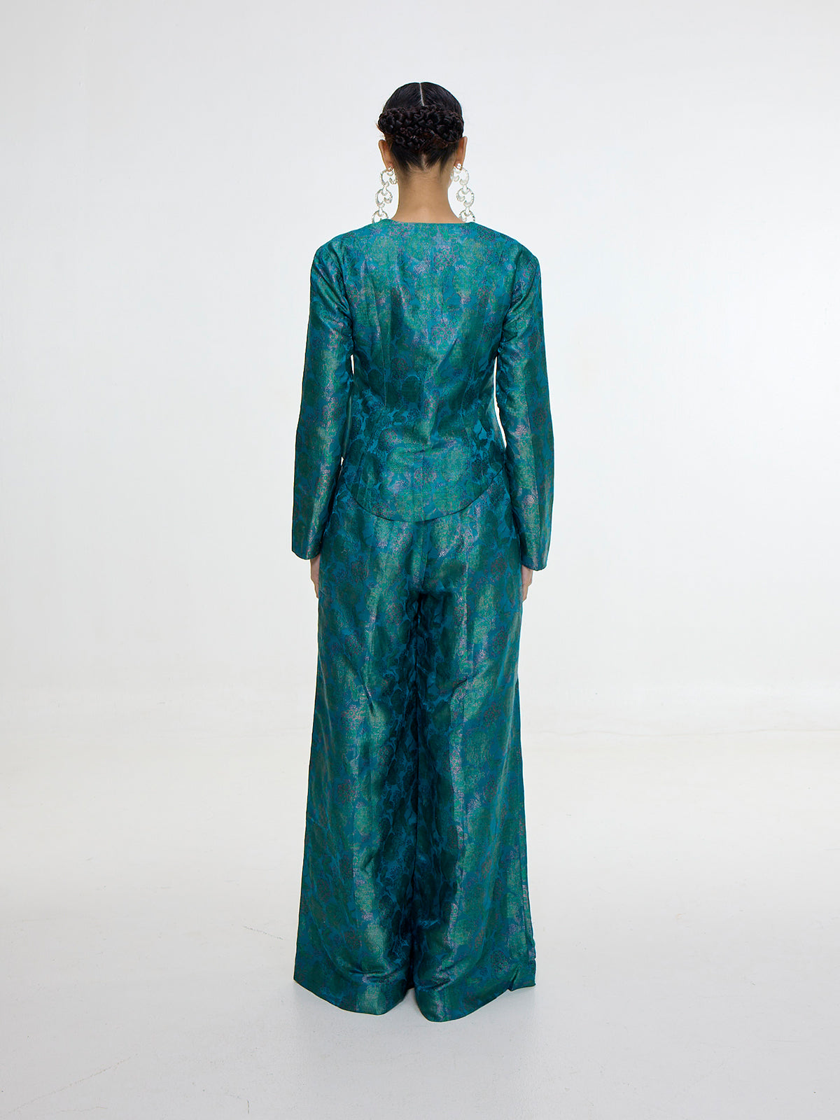 Handwoven Teal Jacket Set