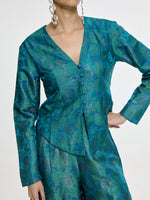 Handwoven Teal Jacket Set