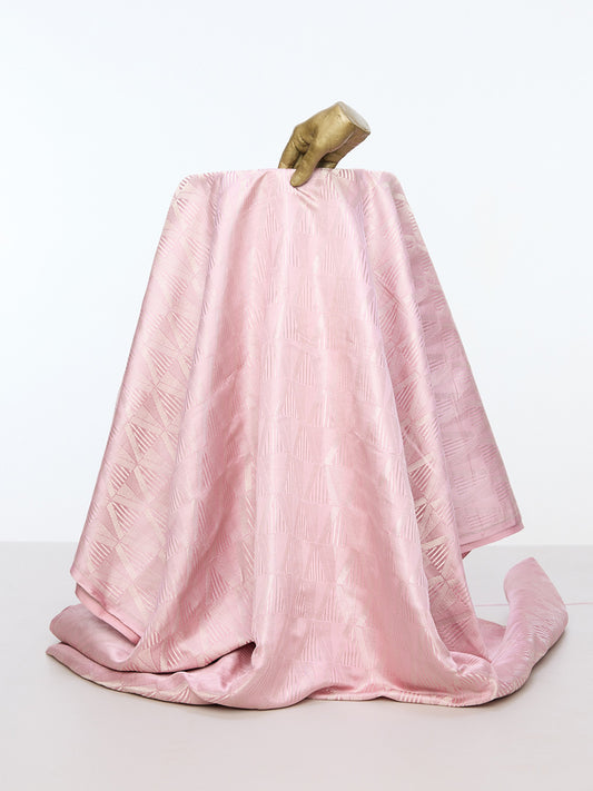 Handwoven Soft Pink Emboss Fabric