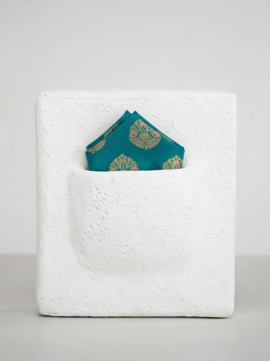 Handwoven Blue Silk Pocket Square