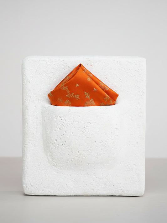 Handwoven Orange Georgette Pocket Square