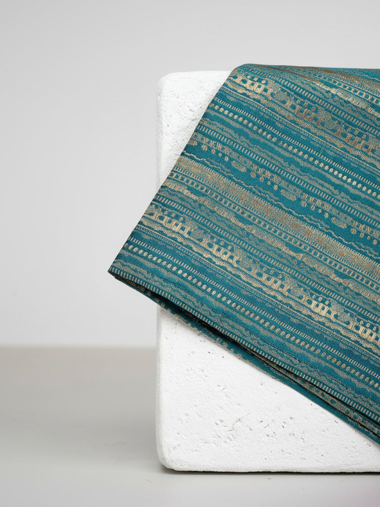 Handwoven Teal-Blue Silk Pocket Square