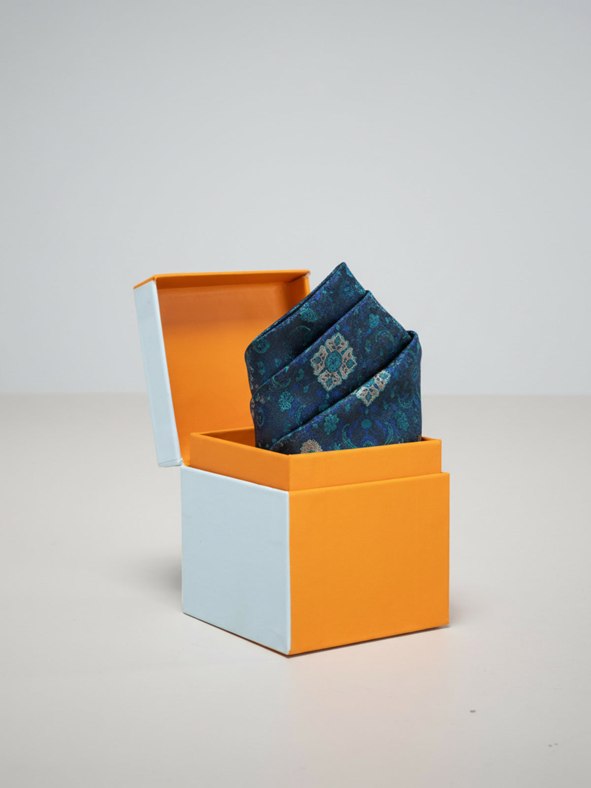 Handwoven Dark Blue Silk Pocket Square