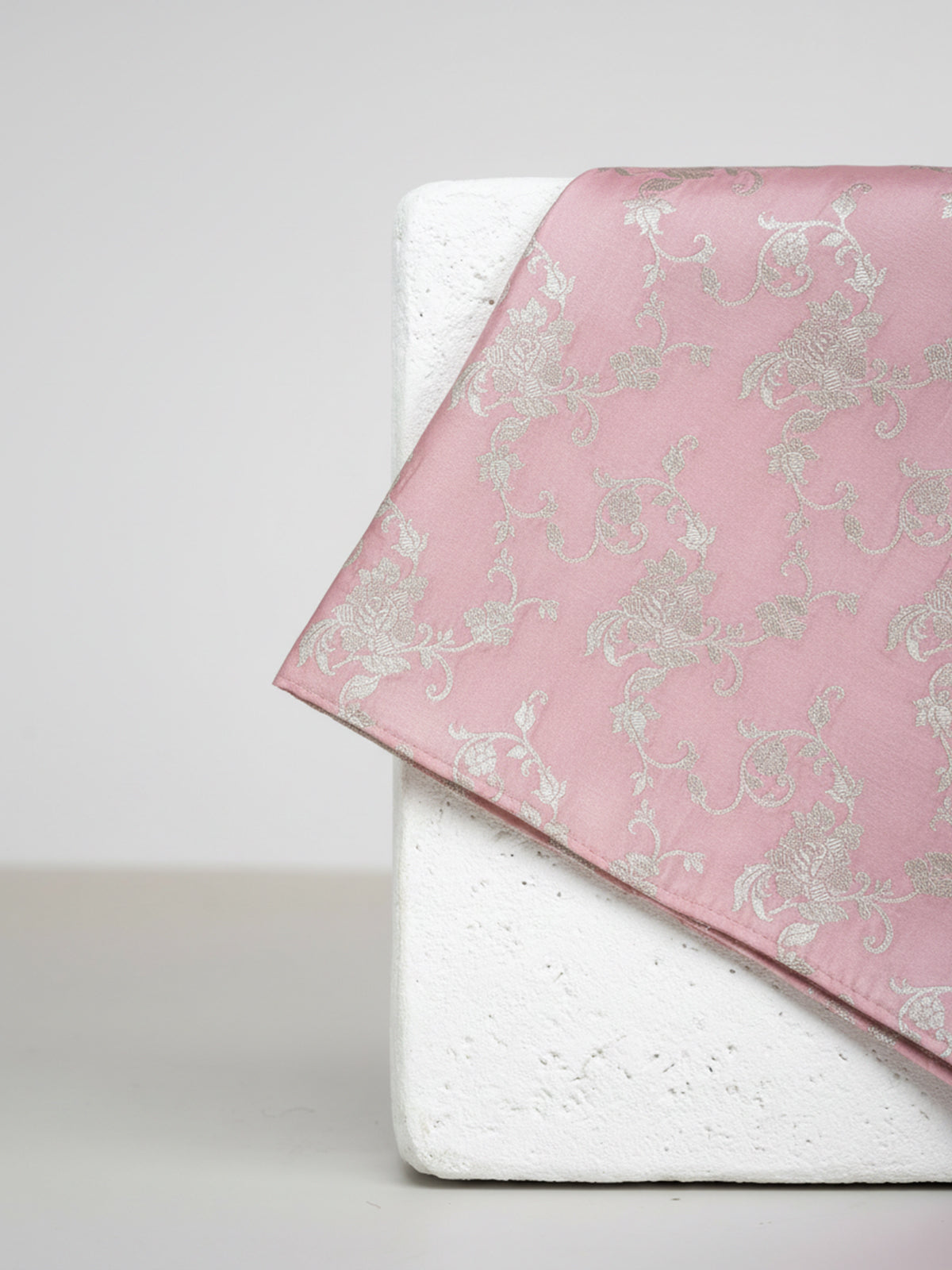 Handwoven Baby Pink Silk Pocket Square