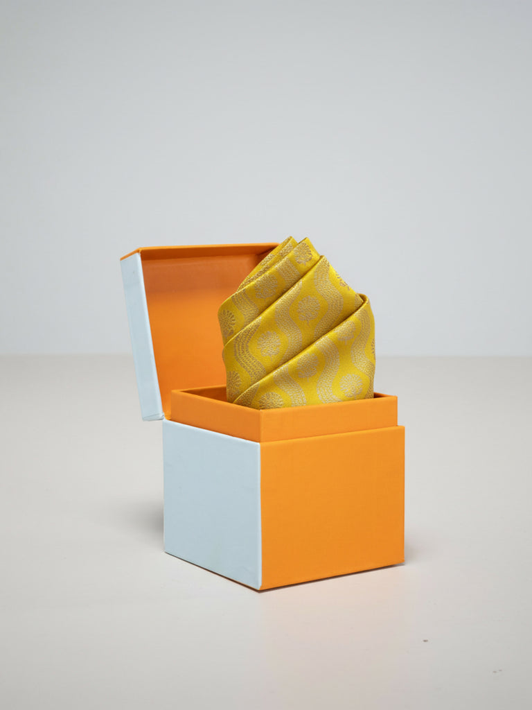 Handwoven Yellow Silk Pocket Square