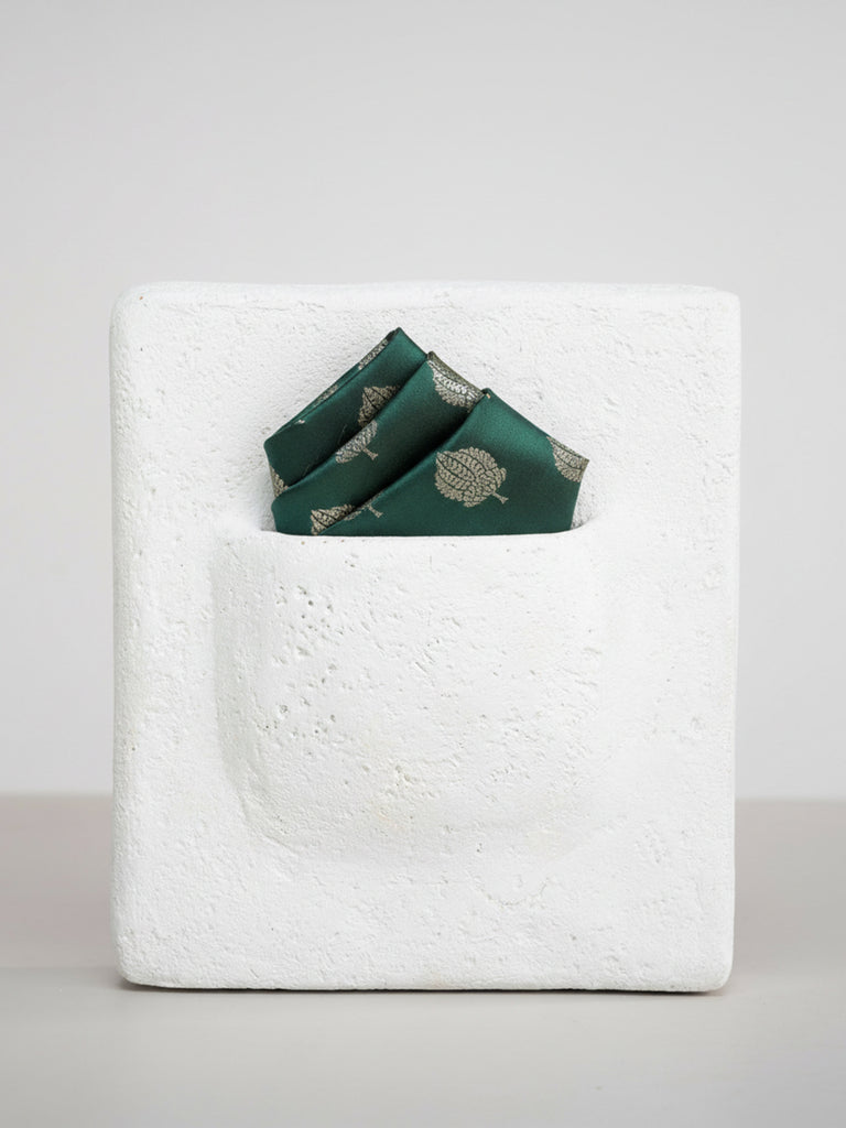 Handwoven Teal Blue Silk Pocket Square