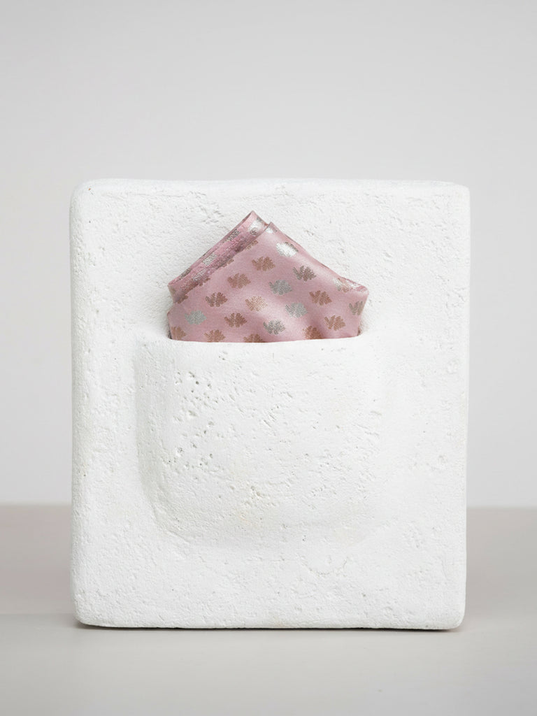 Handwoven Pastel Pink Silk Pocket Square