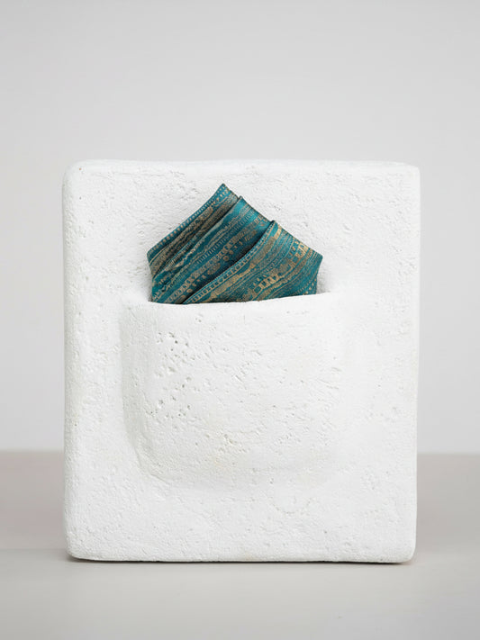 Handwoven Teal-Blue Silk Pocket Square