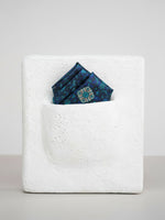 Handwoven Dark Blue Silk Pocket Square