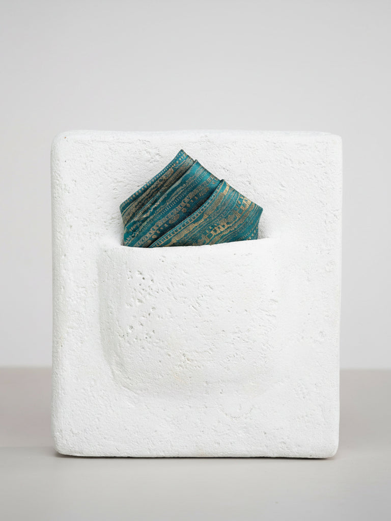 Handwoven Teal-Blue Silk Pocket Square