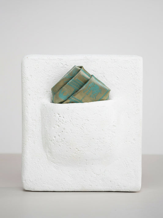 Handwoven Sea-Blue Silk Pocket Square