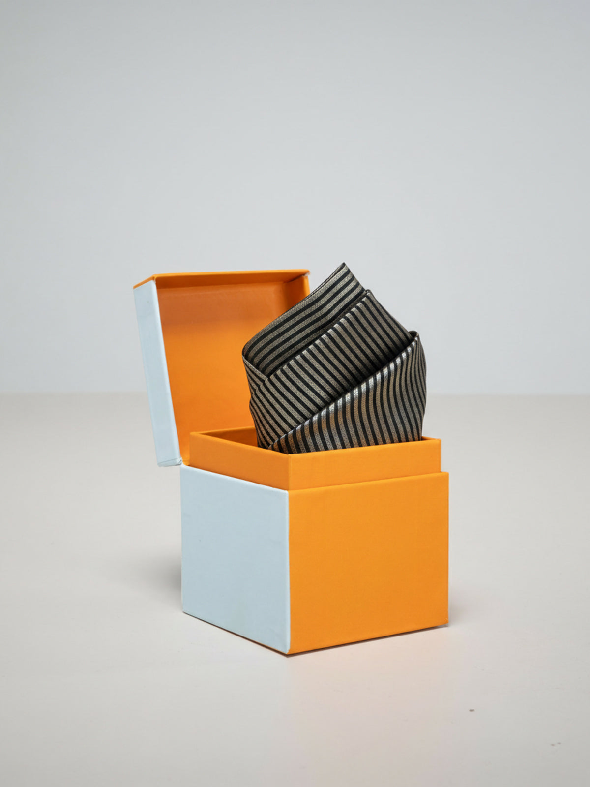 Handwoven Black Striped Silk Pocket Square