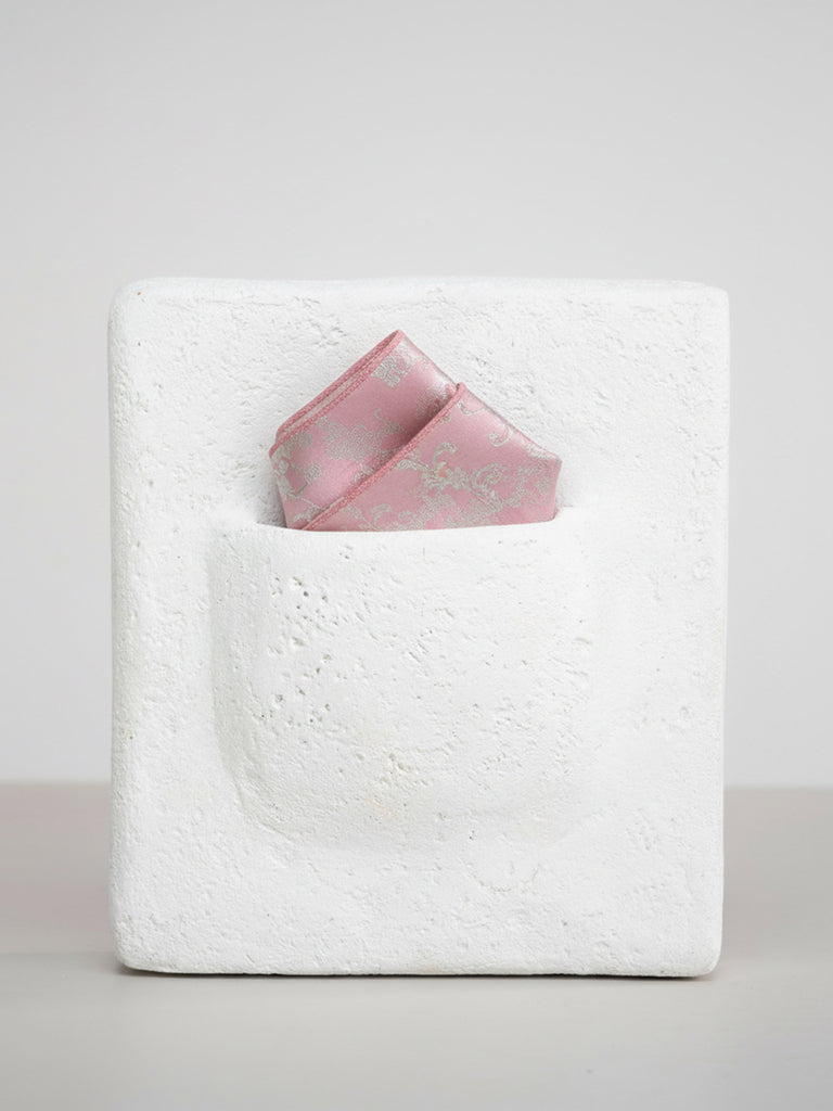 Handwoven Baby Pink Silk Pocket Square