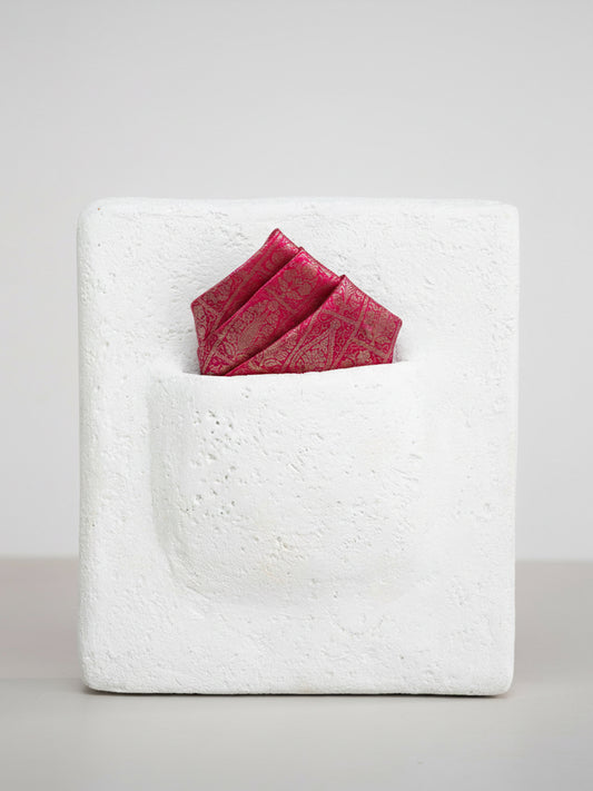 Handwoven Dark Pink Silk Pocket Square