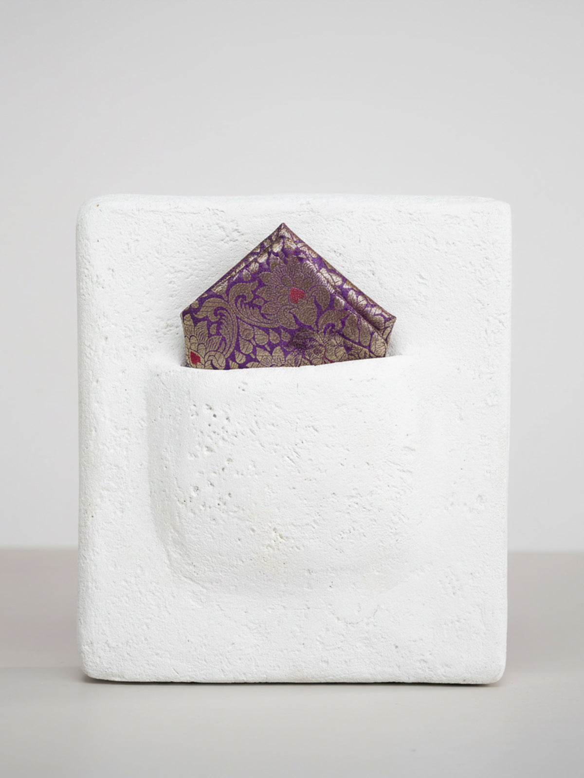 Handwoven Purple & Gold Silk Pocket Square