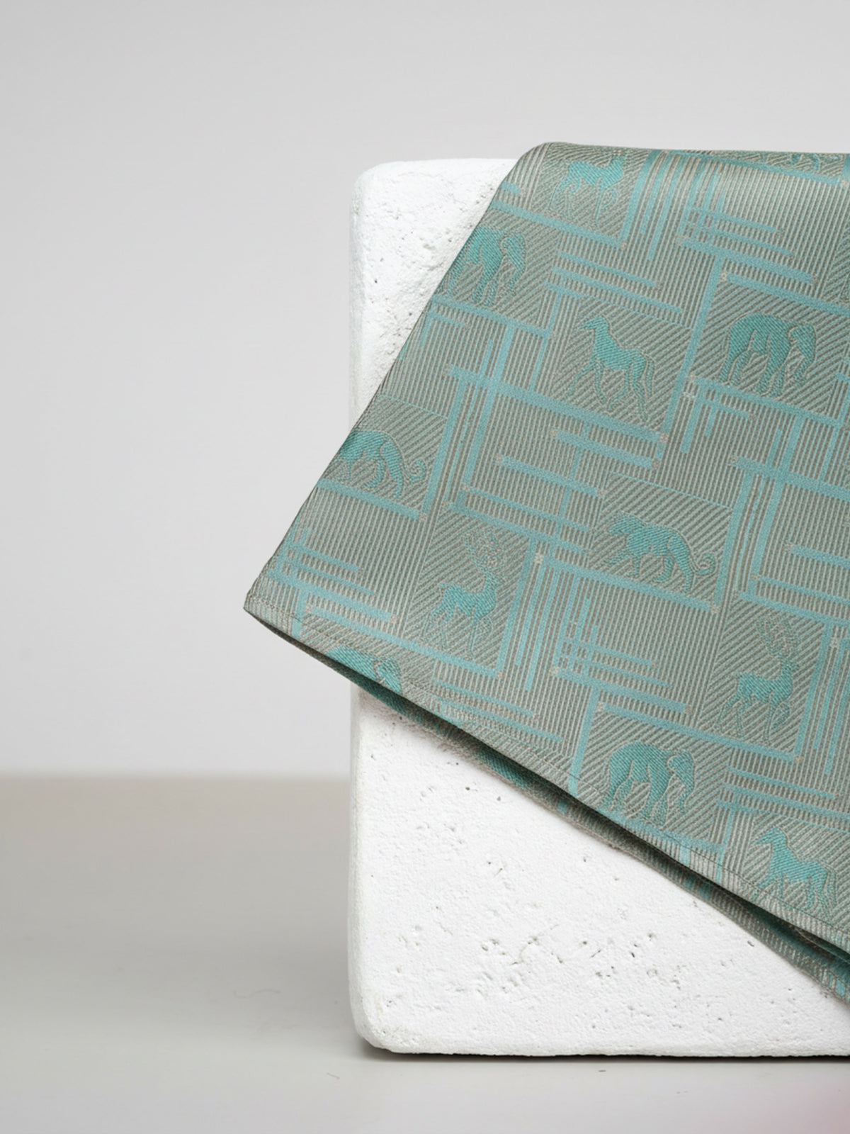 Handwoven Sea-Blue Silk Pocket Square