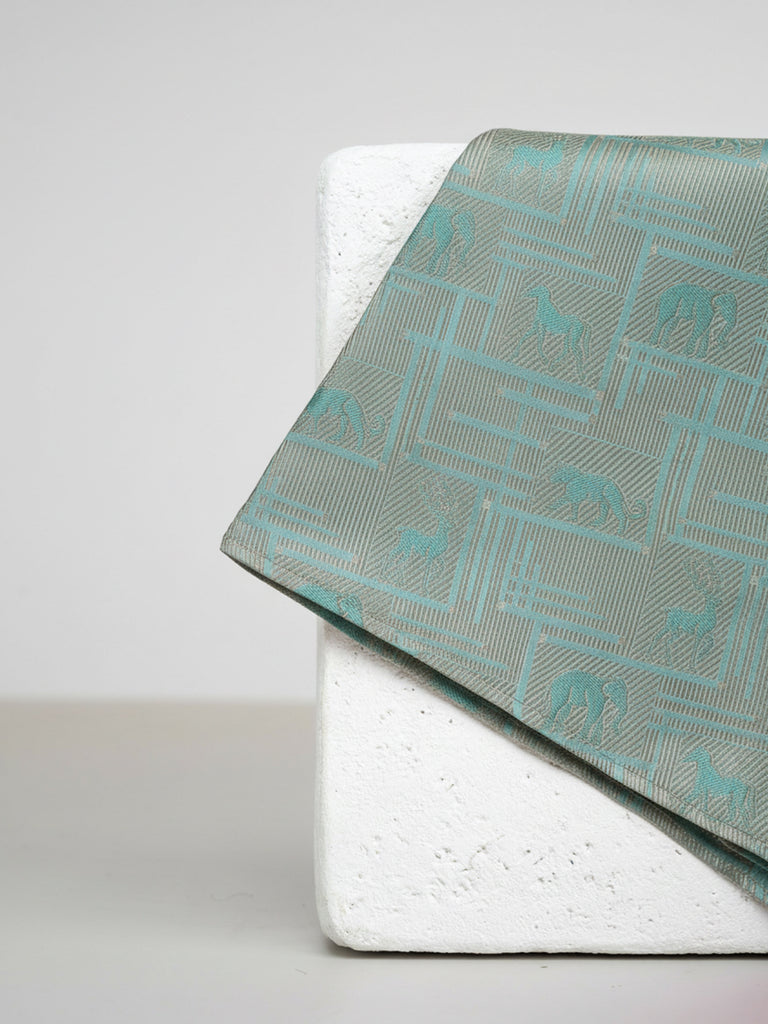 Handwoven Sea-Blue Silk Pocket Square