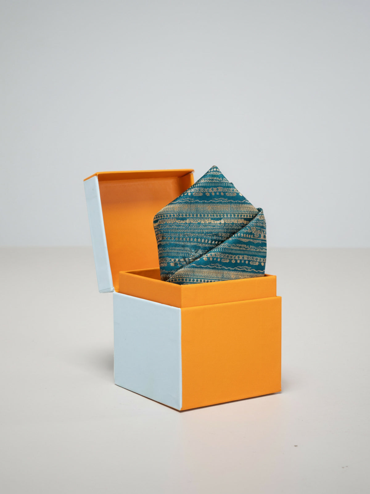 Handwoven Teal-Blue Silk Pocket Square