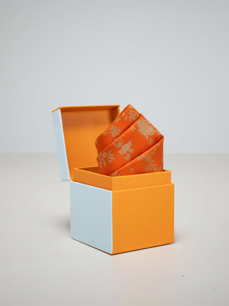 Handwoven Orange Georgette Pocket Square