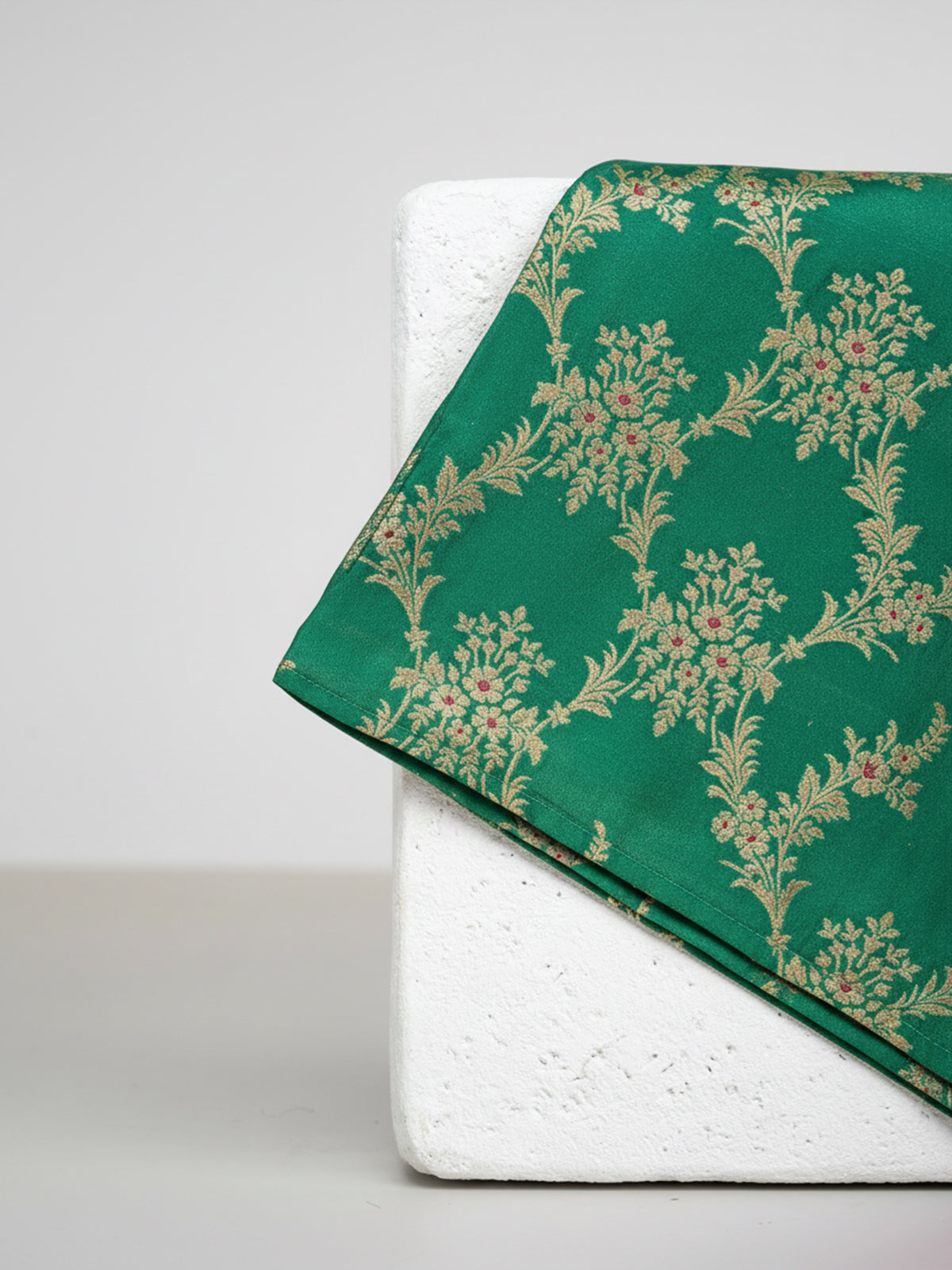 Handwoven Emerald Green Silk Pocket Square