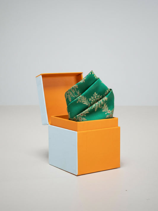 Handwoven Emerald Green Silk Pocket Square