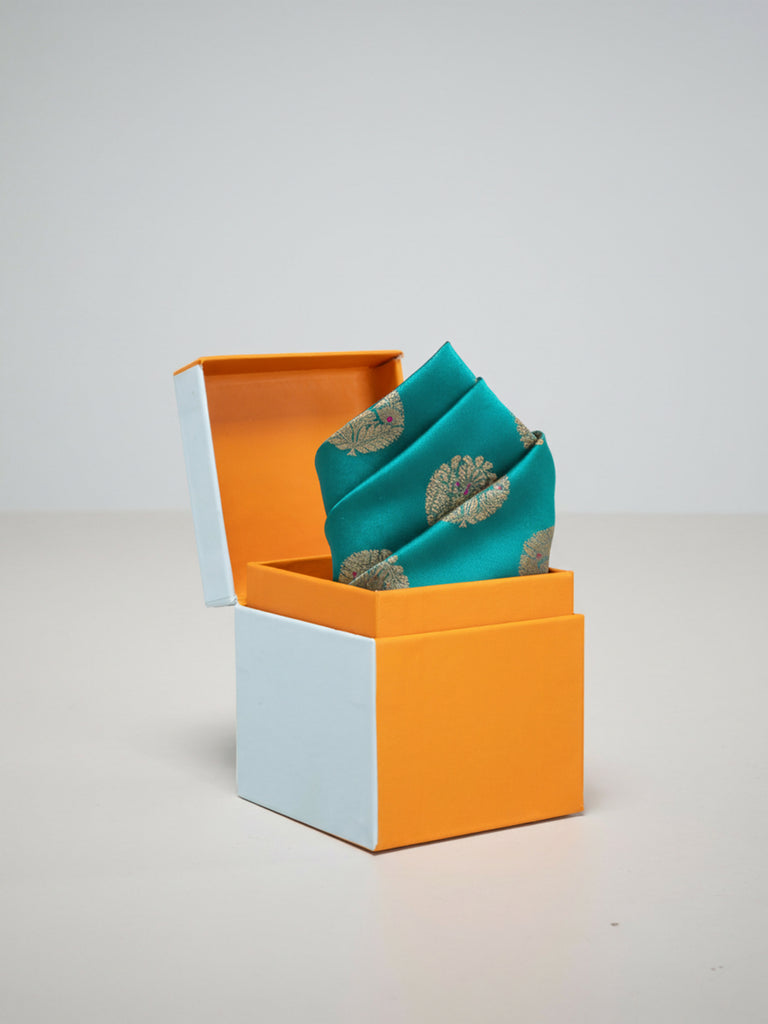 Handwoven Blue Silk Pocket Square