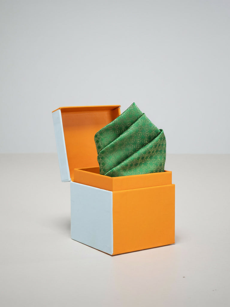 Handwoven Green Silk Pocket Square