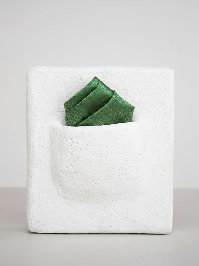 Handwoven Green Silk Pocket Square