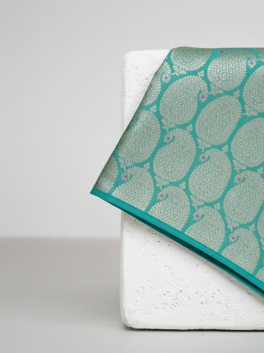 Handwoven Green Silk Pocket Square