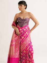 Devanshi Tuli In Handwoven Purple Silk Cutwork Corset
