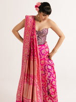 Devanshi Tuli In Handwoven Purple Silk Cutwork Corset
